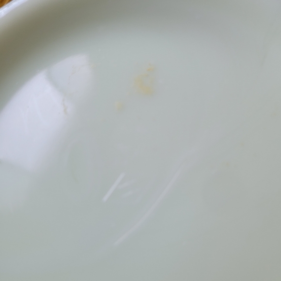 1800s Heisey Ring Band Custard Glass Pitcher & 4 Cups Rare Blue Hibiscus UV - Picture 5 of 10